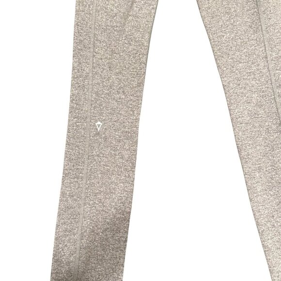 Ivivva lululemon Heather Gray Athletic Leggings Pink & Purple Waistband Girls 10 - Picture 6 of 7